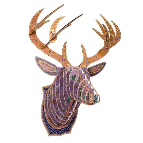 Scultura in cartone - LEAH YELLOWBIRD PATTERN ANIMAL HEADS - cardboard safari - da parete