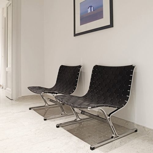 Poltrona contemporanea - LUAR - ICF - in pelle / in metallo / marrone