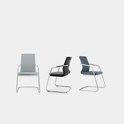 Sedia visitatore contemporanea - PYLA - ICF - da interno / in tessuto / con supporto in metallo