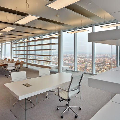 Sedia da ufficio design - UNA - ICF - da interno / in rete / in pelle