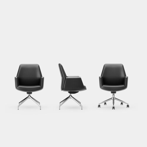 Sedia da ufficio contemporanea - MUSA - ICF - da interno / in pelle / con supporto in alluminio