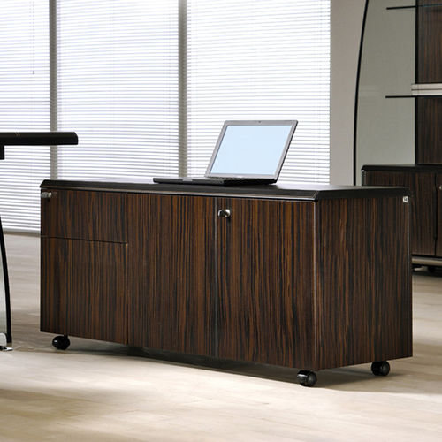 Armadio classificatore basso - FLUTE - ora acciaio - in laminato / in mogano / con sportello battente