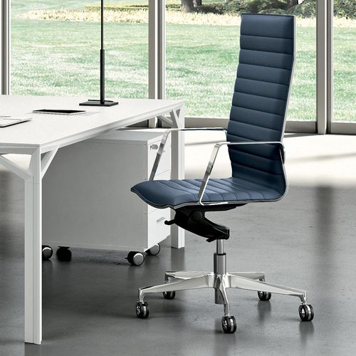 Poltrona direzionale contemporaneo - DIVA SOFT   - Quadrifoglio Sistemi d'Arredo - in pelle / in acciaio / con poggiatesta