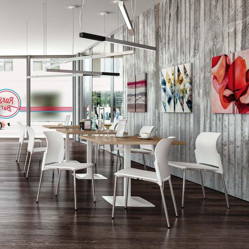Tavolo da bistrot contemporaneo - T02 - Quadrifoglio Sistemi d'Arredo - in melaminico / con supporto in metallo verniciato / quadrato