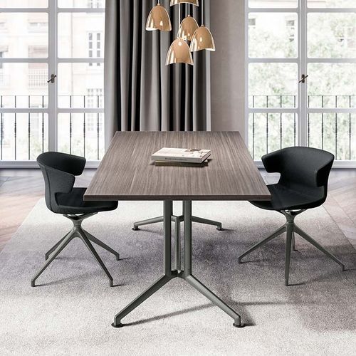 Tavolo da pranzo contemporaneo - TWO - Quadrifoglio Sistemi d'Arredo - in melaminico / con supporto in alluminio / rettangolare