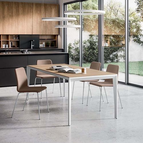 Tavolo da pranzo Restaurazione - FIVE - Quadrifoglio Sistemi d'Arredo - in melaminico / con supporto in metallo / rettangolare