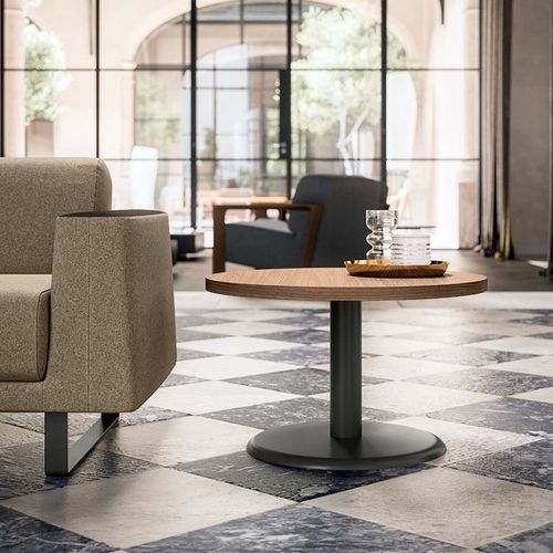 Tavolo da bistrot contemporaneo - T01  Side tabl - Quadrifoglio Sistemi d'Arredo - in melaminico / con supporto in metallo verniciato / rotondo
