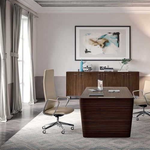 Poltrona direzionale contemporaneo - DIRECTA    - Quadrifoglio Sistemi d'Arredo - in pelle / in tessuto / in faggio