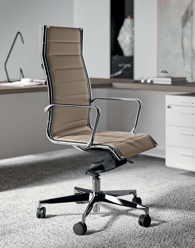 Poltrona direzionale contemporaneo - DEKORA   - Quadrifoglio Sistemi d'Arredo - in pelle / a rete / in alluminio
