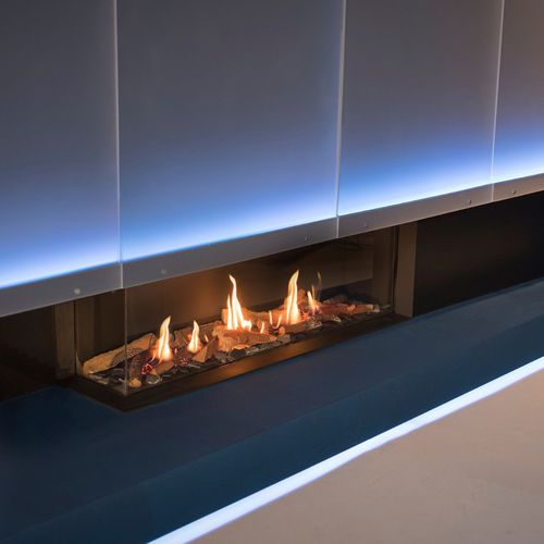 Focolare chiuso a gas - MATRIX LINEAR 1300-400 II - Faber - a 2 facciate / in acciaio / in vetro