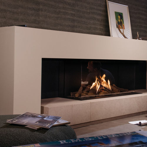 Focolare chiuso a gas - MATRIX 1050-500 III - Faber - a 3 facce / in acciaio / in vetro