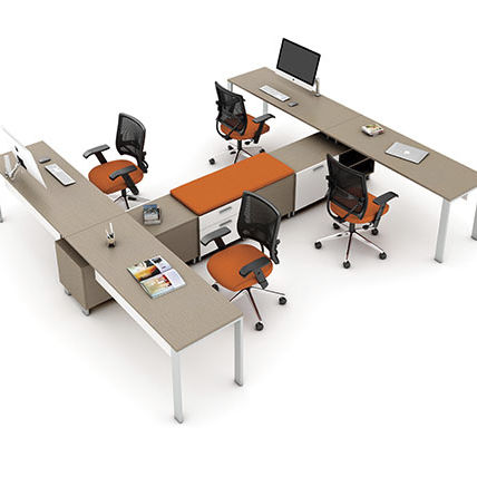 Scrivania per open space - MY ZONE (STUDIO) - Office Furniture Group - contemporanea / in legno / con contenitore