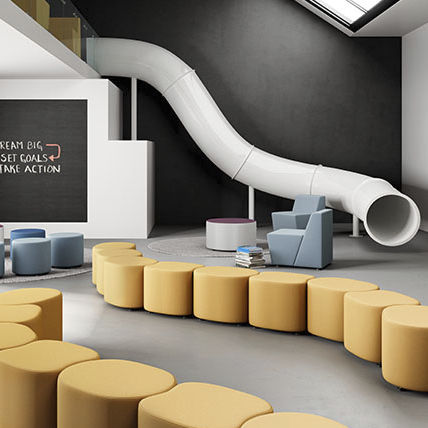 Pouf contemporaneo - VIBE - Office Furniture Group - in legno compensato / in schiuma di poliuretano / quadrato