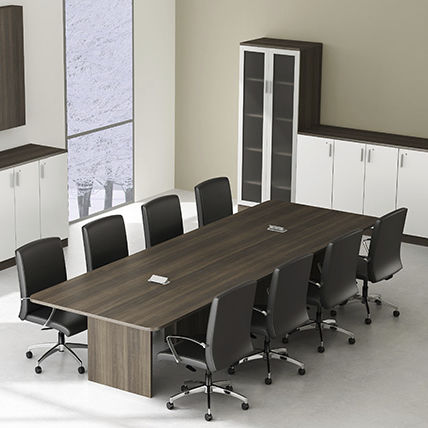 Tavolo da riunione contemporaneo - Office Furniture Group - in legno / con supporto in metallo / rettangolare