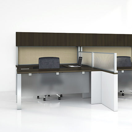 Divisorio per ufficio a pavimento - EXTEND SERIES - Office Furniture Group - su scrivania / in vetro / in laminato