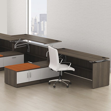 Scrivania per open space - SWIFT LIFT - Office Furniture Group - contemporanea / in acciaio / in laminato
