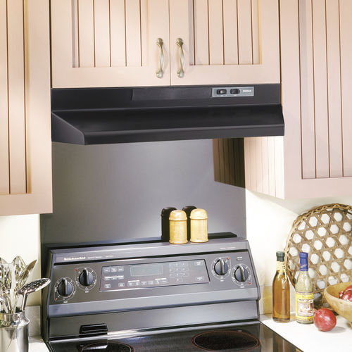 Cappa a muro - BUF403BL - BROAN - con condotto / con illuminazione integrata / nera