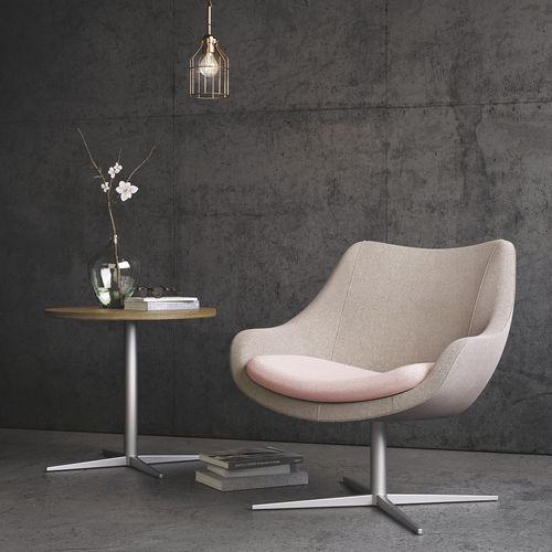 Poltrona visitatore contemporanea - BLOOM® - KIMBALL Office - in tessuto / in pelle / in alluminio lucido
