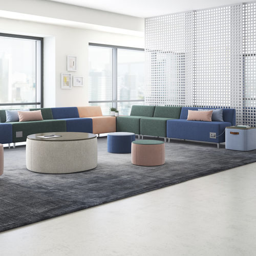Divanetto imbottito modulare - JOELLE™ - KIMBALL Office - contemporaneo / in tessuto / in pelle
