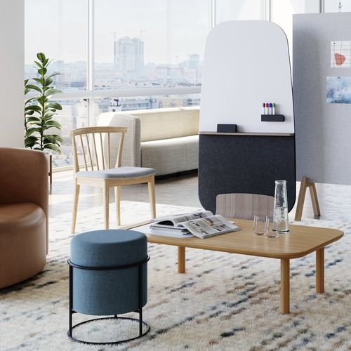 Divisorio per ufficio a pavimento - PARADOLIA® - KIMBALL Office - su scrivania / in tessuto / in legno