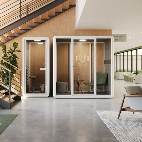 Ufficio POD seduto-in piedi - KIMBALL Office - con illuminazione LED integrata / in tessuto / in vetro
