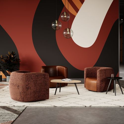 Poltrona contemporanea - JOVALIE&reg; - KIMBALL Office - in pelle / in tessuto / in metallo
