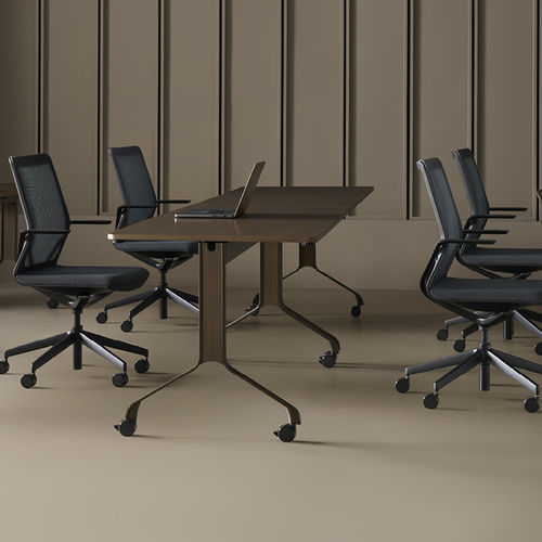 Tavolo per corsi di formazione moderno - K90 - DAVIS - in legno massiccio / con supporto in acciaio / rettangolare