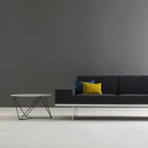 Tavolino basso contemporaneo - STEM - DAVIS - in legno / in metallo / ovale