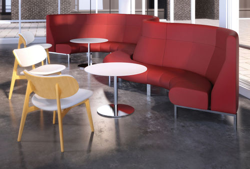 Tavolino basso contemporaneo - RADIUS MEETING - DAVIS - in legno / rotondo / ovale