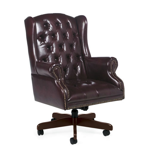 Poltrona direzionale classico - GLOBAL totaloffice - in pelle / in legno / a schienale alto
