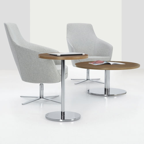 Tavolino basso contemporaneo - SWAP - GLOBAL totaloffice - in laminato / con supporto in metallo / rotondo