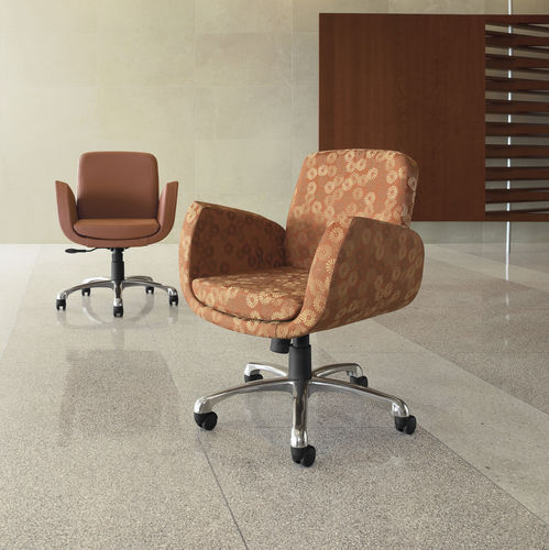 Poltrona da ufficio contemporanea - KATE™ - GLOBAL totaloffice - in pelle / in tessuto / in alluminio lucido