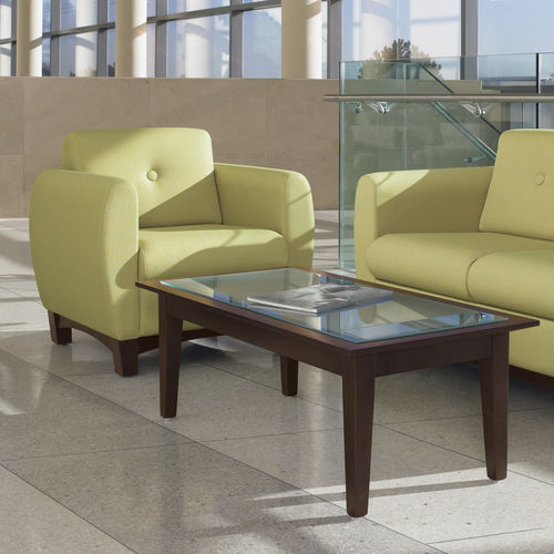 Tavolino basso classico - DAWSON - GLOBAL totaloffice - in vetro temprato / con supporto in legno di latifoglie / rettangolare