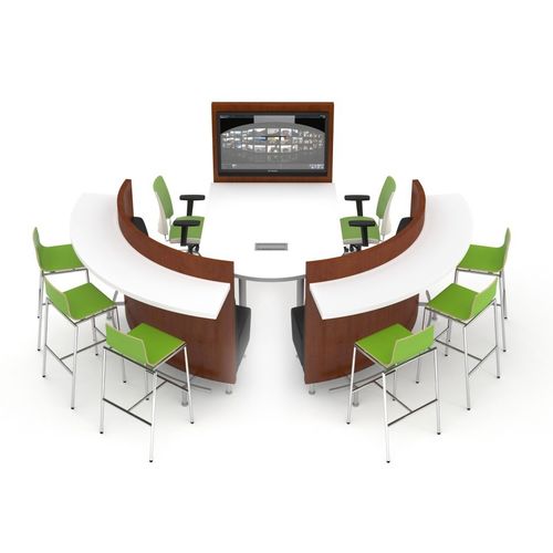 Tavolo da riunione design originale - AGATI - in laminato / con supporto in metallo / semicircolare