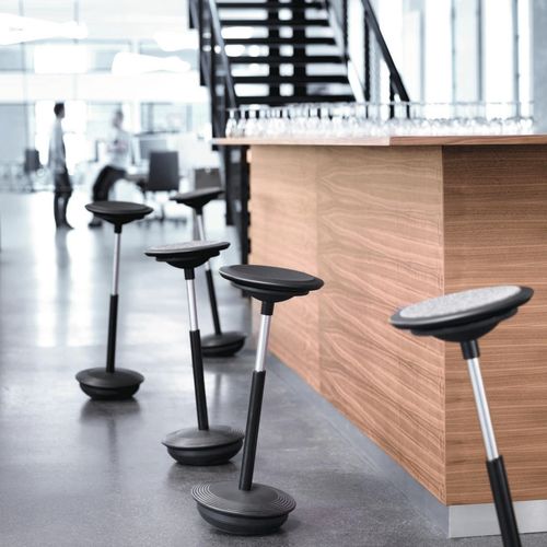Sgabello da bar contemporaneo - 201 STITZ2 - Wilkhahn - in pelle / in plastica / con supporto in acciaio