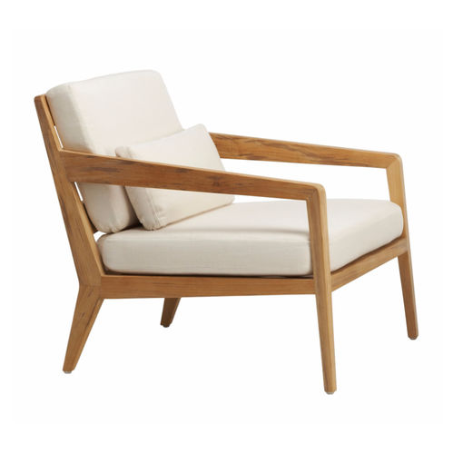 Poltrona contemporanea - DRIFT - BROWN JORDAN - in tessuto / in teak / con cuscino rimovibile