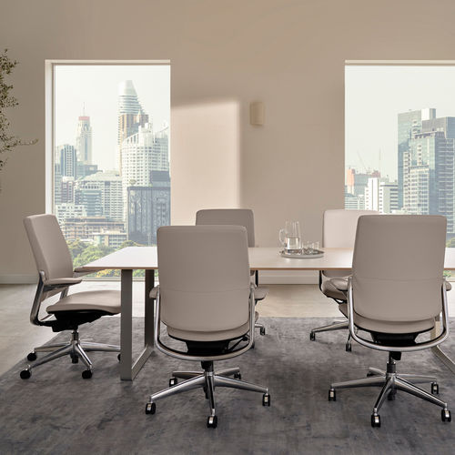 Sedia contemporanea - SMART - Humanscale - da interno / in pelle / con supporto in metallo