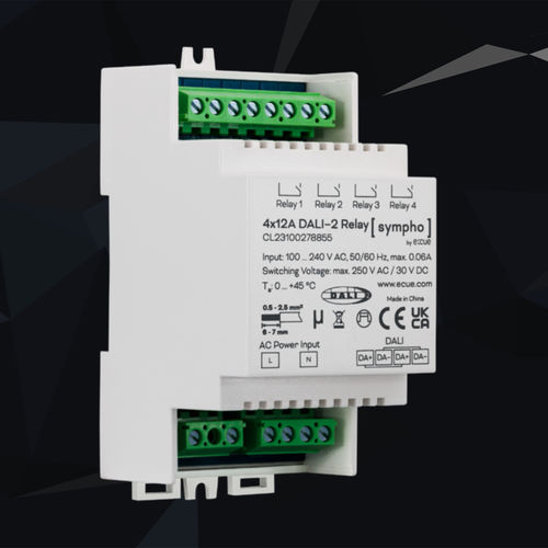 Modulo di controllo di illuminazione - SYMPHO 4x12A DALI-2 Relay - Traxon Technologies - su guida DIN / da interno / per uso residenziale