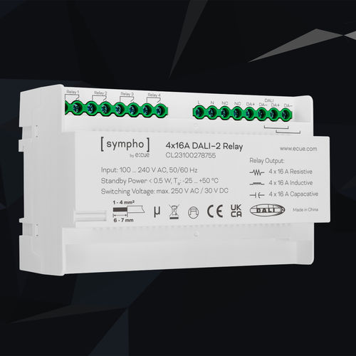 Modulo di controllo di illuminazione - SYMPHO 4x16A DALI-2 Relay - Traxon Technologies - su guida DIN / da interno / per uso residenziale