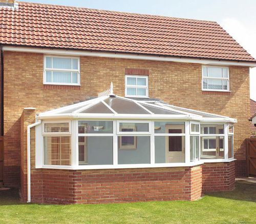 Veranda in vetro - GLOBAL : P-SHAPED - Aperture Trading Ltd. - in alluminio / in PVC / in muratura