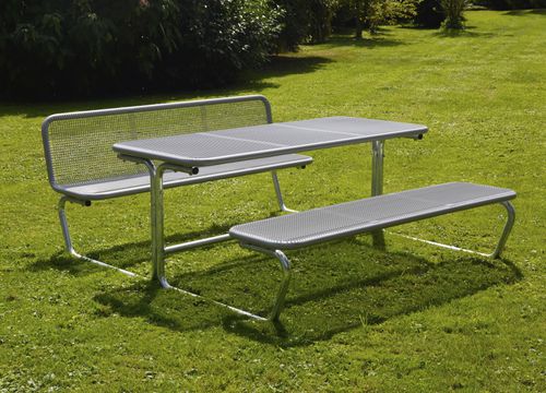 Set tavolo e panca contemporaneo - Parador - ERLAU - in legno / in metallo / da esterno