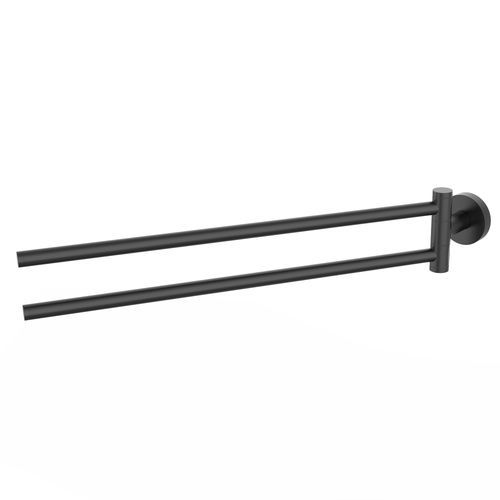 Portasalviette a 2 barre - 5486636 - ERLAU - da parete / in acciaio inossidabile / nero