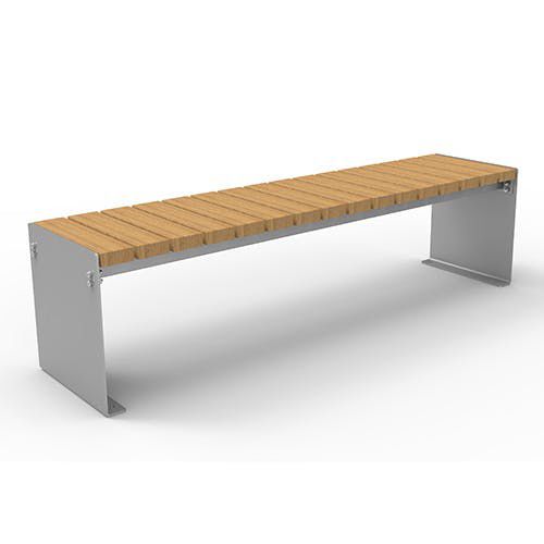 Panca contemporanea - Olympia Luna 5501331 - ERLAU - in iroko / in bambù / in acciaio galvanizzato