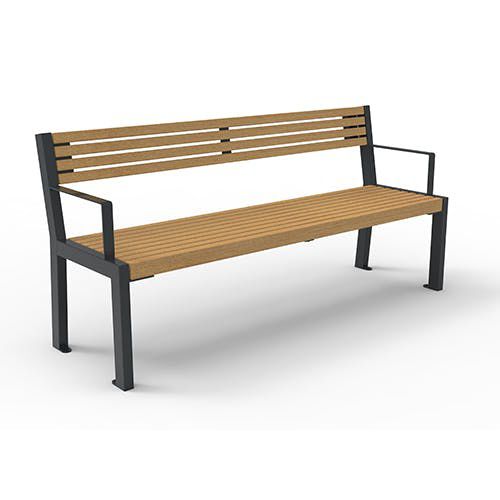 Panca contemporanea - 5497333 - ERLAU - in iroko / in bambù / in acciaio galvanizzato