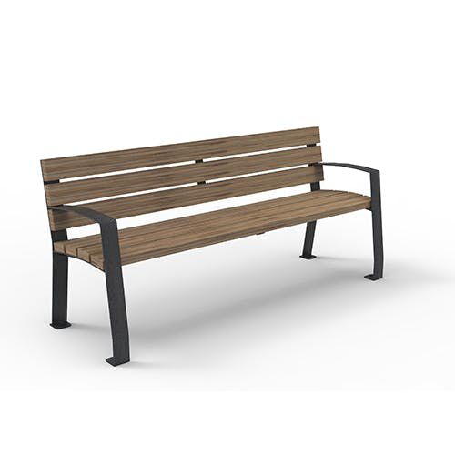 Panca contemporanea - 5529539 - ERLAU - in iroko / in bambù / in acciaio galvanizzato