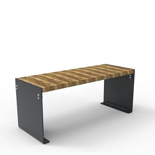 Panca contemporanea - Olympia Luna 5500333 - ERLAU - in iroko / in bambù / in acciaio galvanizzato