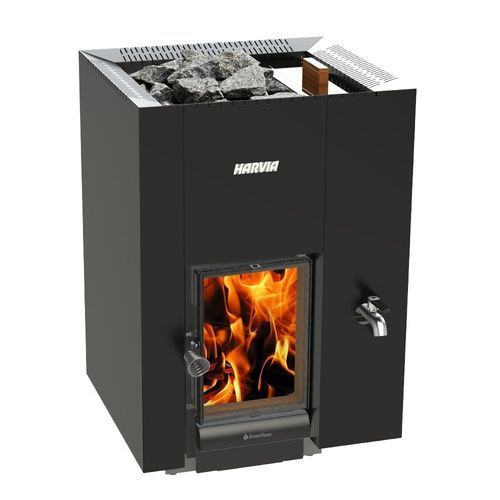 Stufa per sauna a legna - Linear 22 GreenFlame - HARVIA - 10 kW...20 kW / a pavimento / in acciaio