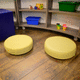 pouf contemporaneo / in tessuto / tondo / imbottito