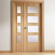 porta da interno / in legno / battente / vetrata