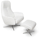 poltrona design scandinavo / in tessuto / in pelle / con poggiapiedi